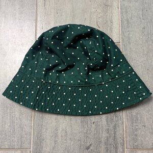 Lands’ End Waterproof Bucket Rain Hat Green Polka Dot S/M
